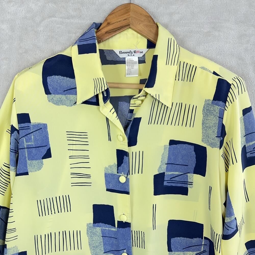 Beverly Rose USA Vintage 90s Blouse Women's Medium Memphis Style Retro Arty Boho